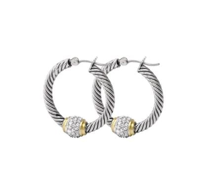 JOHN MEDEIROS Antiqua Pavé Twisted Wire Hoop Earrings