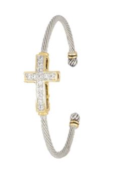 JOHN MEDEIROS Celebration Petite Pavé Cross Wire Cuff Bracelet