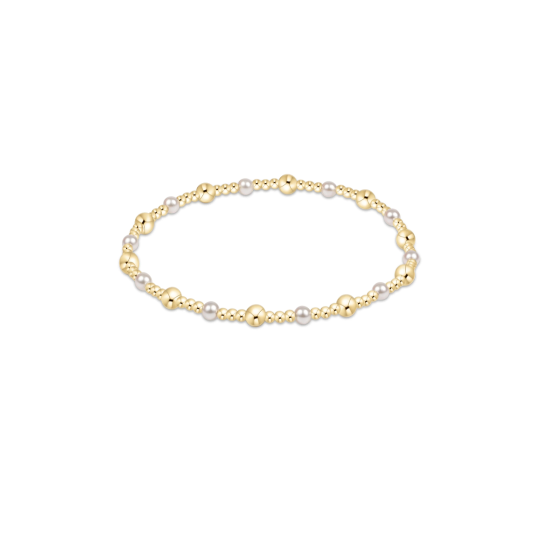 Enewton Classic Gold Sincerity Pattern 4mm Bead Bracelet with Pearl Beads