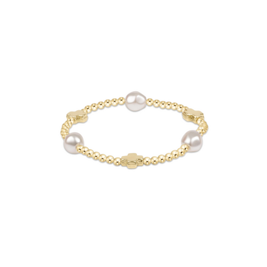Enewton Signature Gold Cross Admire Pearl 3mm Bead Bracelet