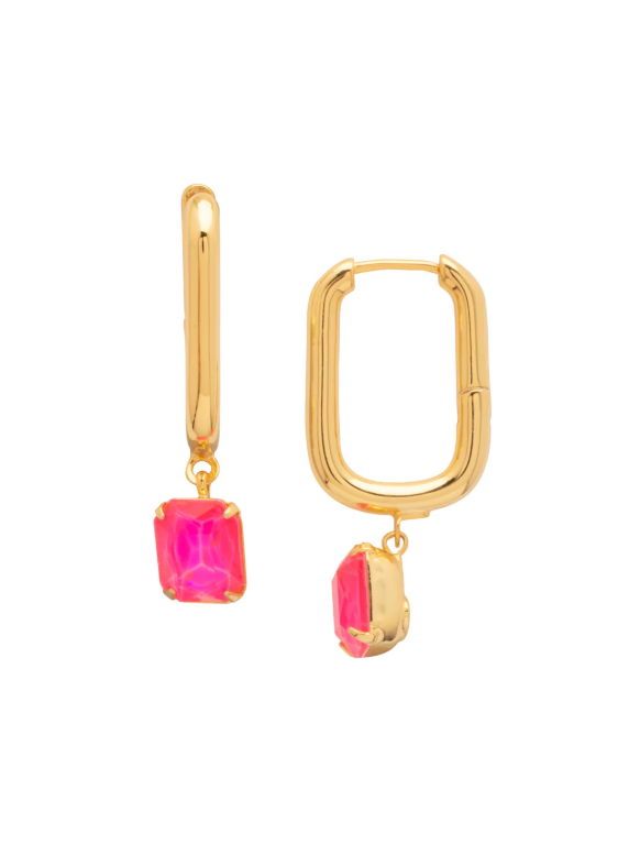 Sorrelli Electric Pink Octavia Rectangle Hoop Earrings