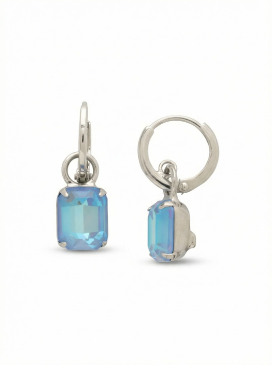 Sorrelli Ocean Delite Emerald Cut Crystal Drop Huggie Hoop Earrings