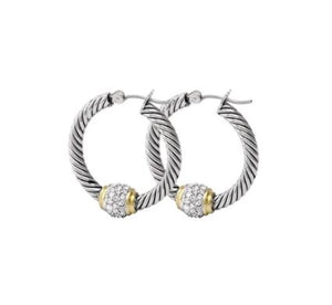 Antiqua Pavé Twisted Wire Hoop Earrings
