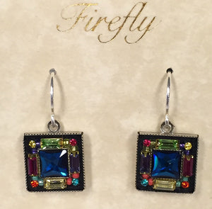Firefly Multi Color Square Earrings